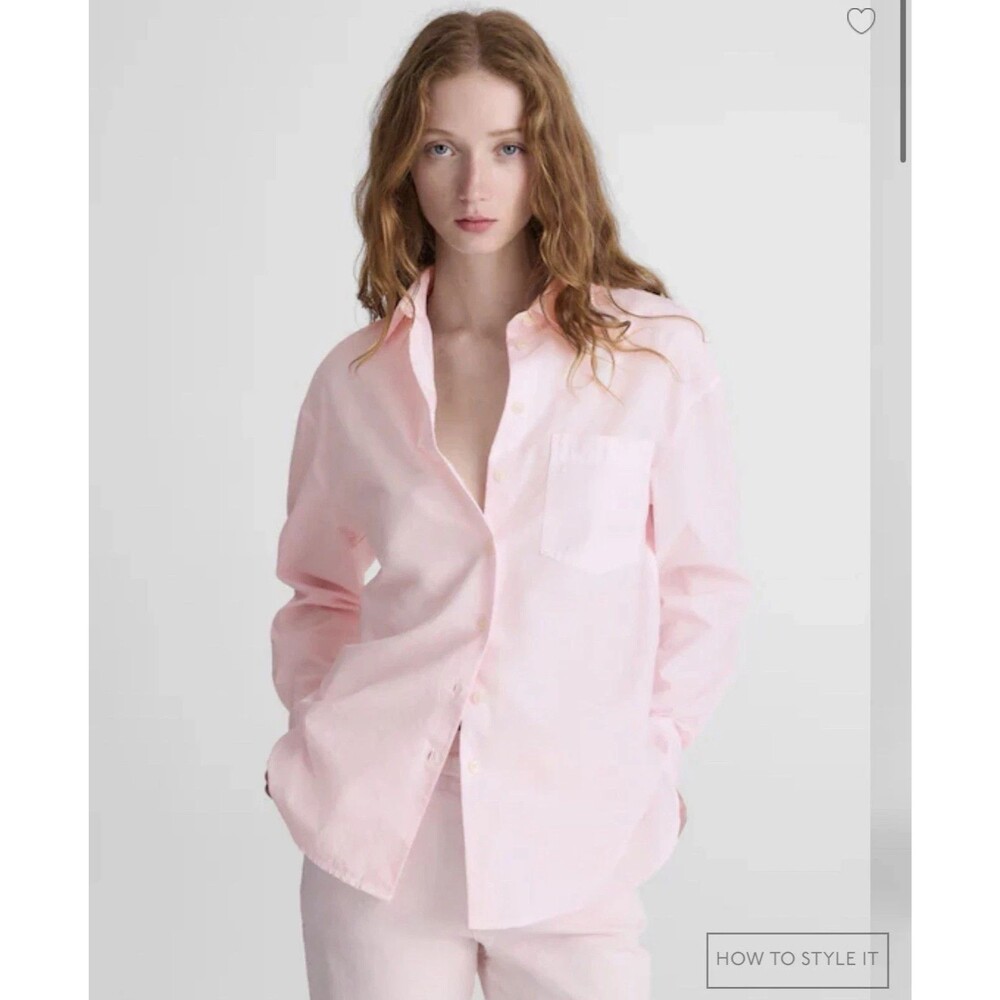 MADEWELL The Easy Shirt In Poplin XS Pink Cotton Button-Up Classic NWT B5